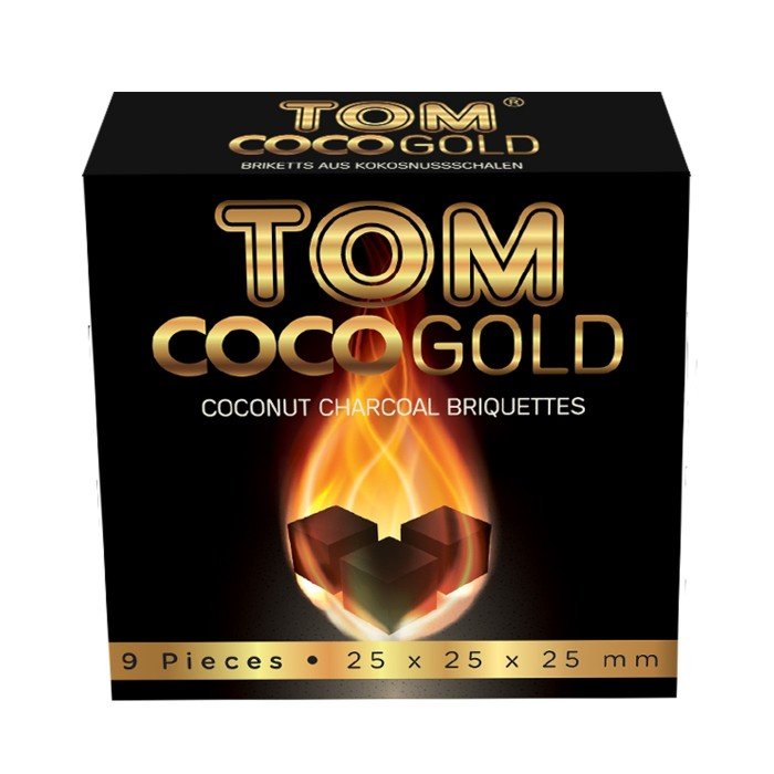 Carbon Shisha Coco Natural Tom Coco Gold 9 Cubos 25x25x25mm - Rahid - Esencia de Oriente