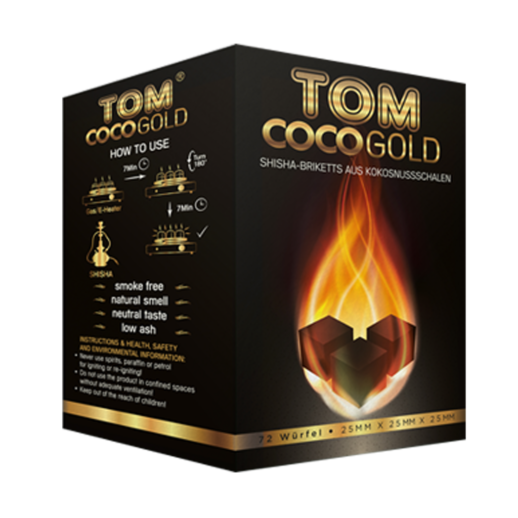 Carbón Para Shisha Tom Coco Gold C25 Natural 4 Cajas 1 Kg